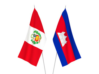 Peru and Kingdom of Cambodia flags