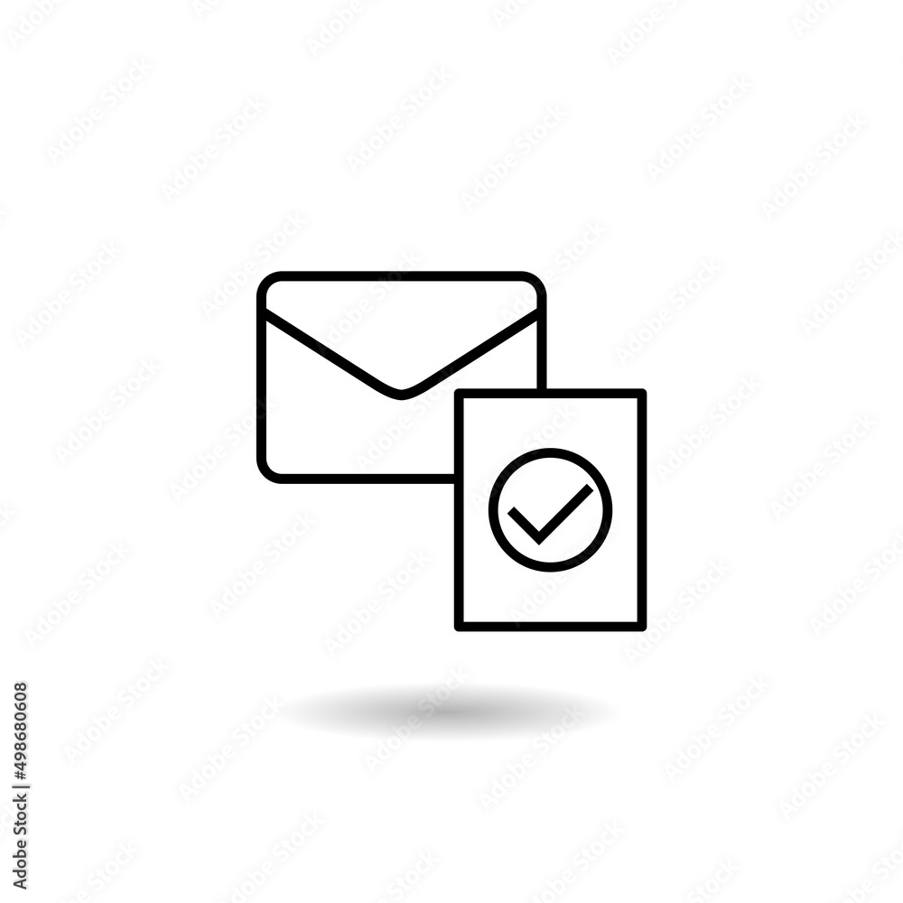 Poster envelope and check mark icon with shadow