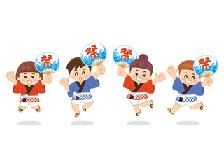 夏祭り　法被を着た子供