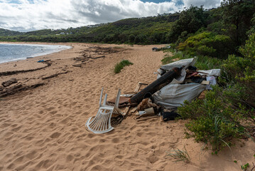 beach debris in australia from a big storm