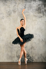 Graceful ballerina in Black swan costume
