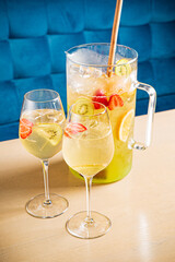 summr lemonade with kiwi fruits and strawberries