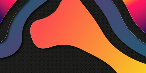 Abstract background with wave Orange And Black Wavy Abstract Paper Cut Background Vector Shadows 3d papercut backdrop. Vector illustration. Cover layout template. Modern design.