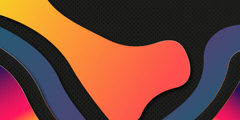 Abstract background with wave Orange And Black Wavy Abstract Paper Cut Background Vector Shadows 3d papercut backdrop. Vector illustration. Cover layout template. Modern design.