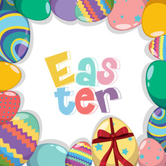 Happy Easter design with decorated eggs