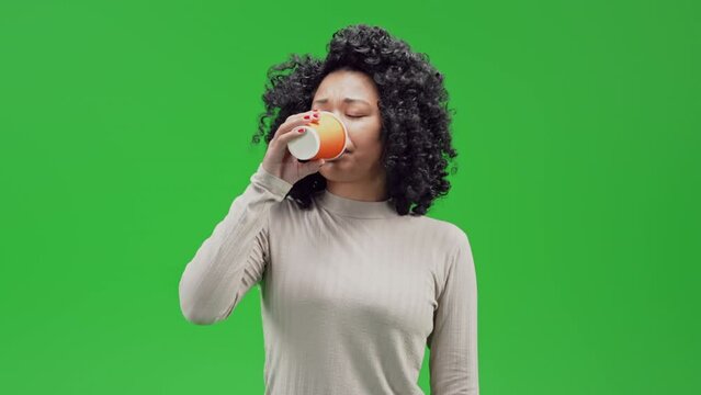 Green Screen young female yawn