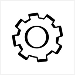 Doodle gear clipart isolated Hand drawn vector illustration EPS 10