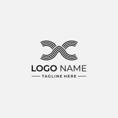 simple and modern line logo CC
