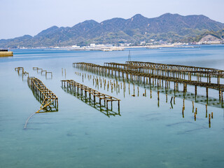 江田島　瀬戸内海　かき筏　海の風景