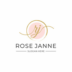 simple and luxury RJ logo design template elements