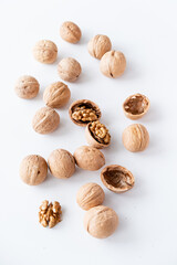 organic walnuts on the white background