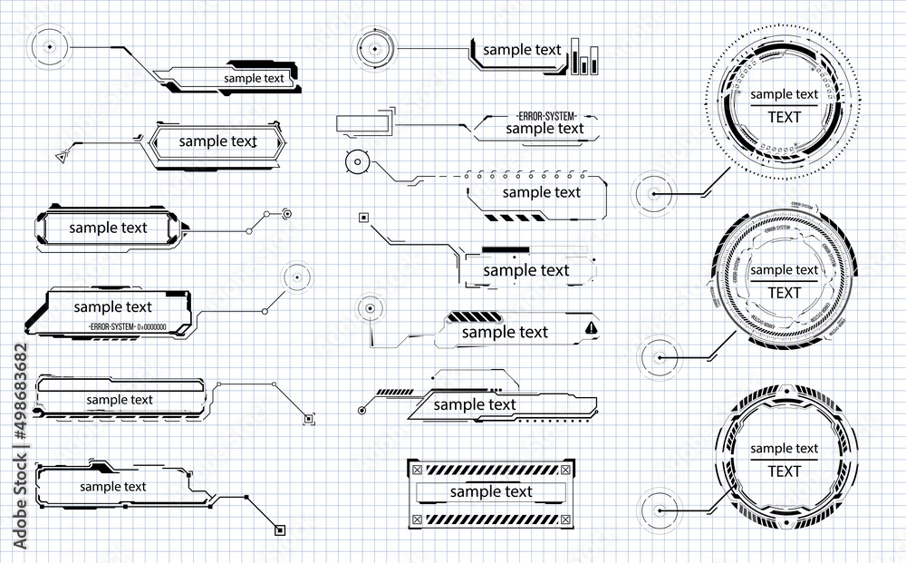 Leinwandbilder Simple and easy-to-use frame set. Callouts titles. Callout bar labels, information call box bars and modern digital info. Tech digital info boxes hud templates. Futuristic advertising communication.
