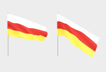 South Ossetia flags. Set of national realistic South Ossetia flags.