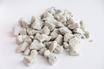 Crushed foam glass on the white