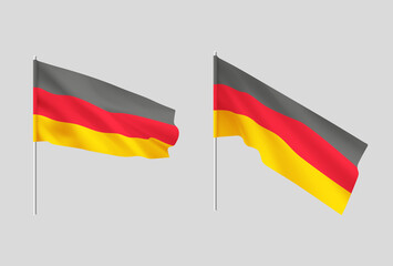 Germany flags. Set of national realistic Germanian flags.
