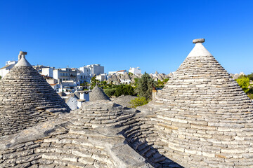 Alberobello, Puglia. Urban landscape with the trulli, original and ancient houses of this region