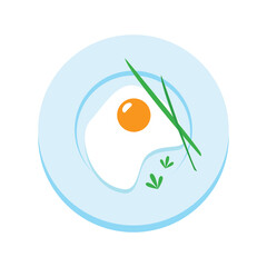 Fried eggs icon. Flat illustration of a fried eggs on a plate isolated on a white background. Breakfast concept. Vector 10 EPS.