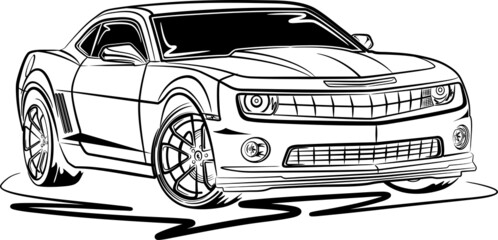 Black and white car vector illustration for conceptual design