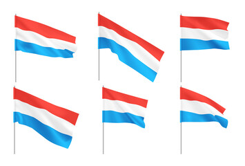 Luxembourg flags. Set of national realistic Luxembourg flags.