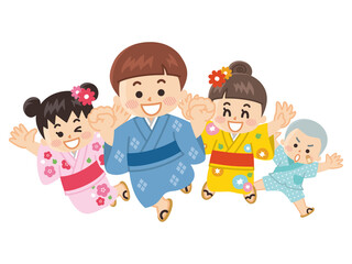Fototapeta premium 浴衣を着た子供 七夕 夏祭り