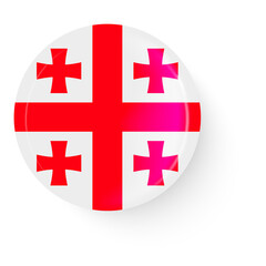 Round flag of Georgia. Pin button. Pin brooch icon, sticker. Web button.
