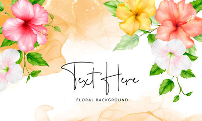 beautiful watercolor hibiscus flower floral background template