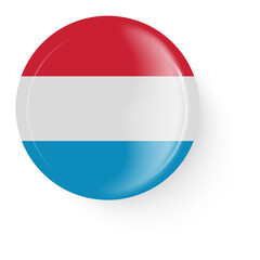 Round flag of Luxembourg. Pin button. Pin brooch icon, sticker. Web button.