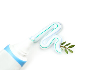 Toothpaste isolated on white background, close up