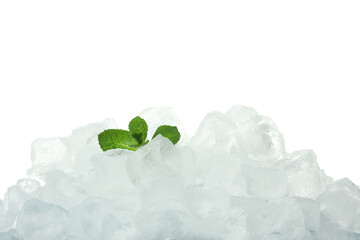 Ice forms with mint isolated on white background