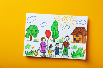 Concept of World Children's Day on orange background