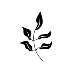 Isolated black leaf. Element for design. Vector illustration