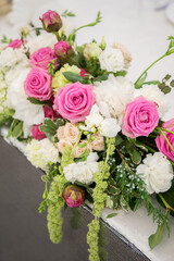 wedding floristry of natural flowers on the table