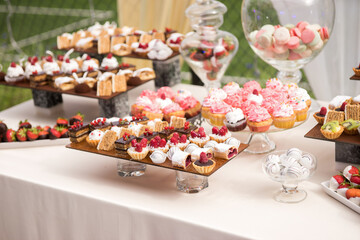 candy bar for a wedding holiday many different cakes cream chocolate