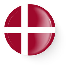 Fototapeta premium Round flag of Denmark. Pin button. Pin brooch icon, sticker.