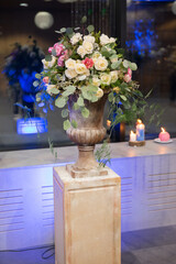 wedding in a restaurant decorated with floristry flower
