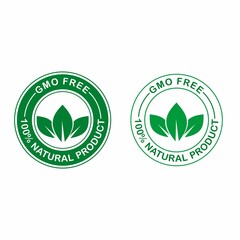 GMO free logo. Vector green non GMO logo sign for healthy food package design. - obrazy, fototapety, plakaty