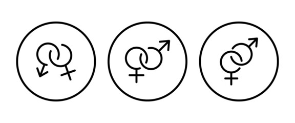 Gender sign icon. Male and female, man and woman sign vector, symbol, logo, illustration, editable stroke, flat design style isolated on white