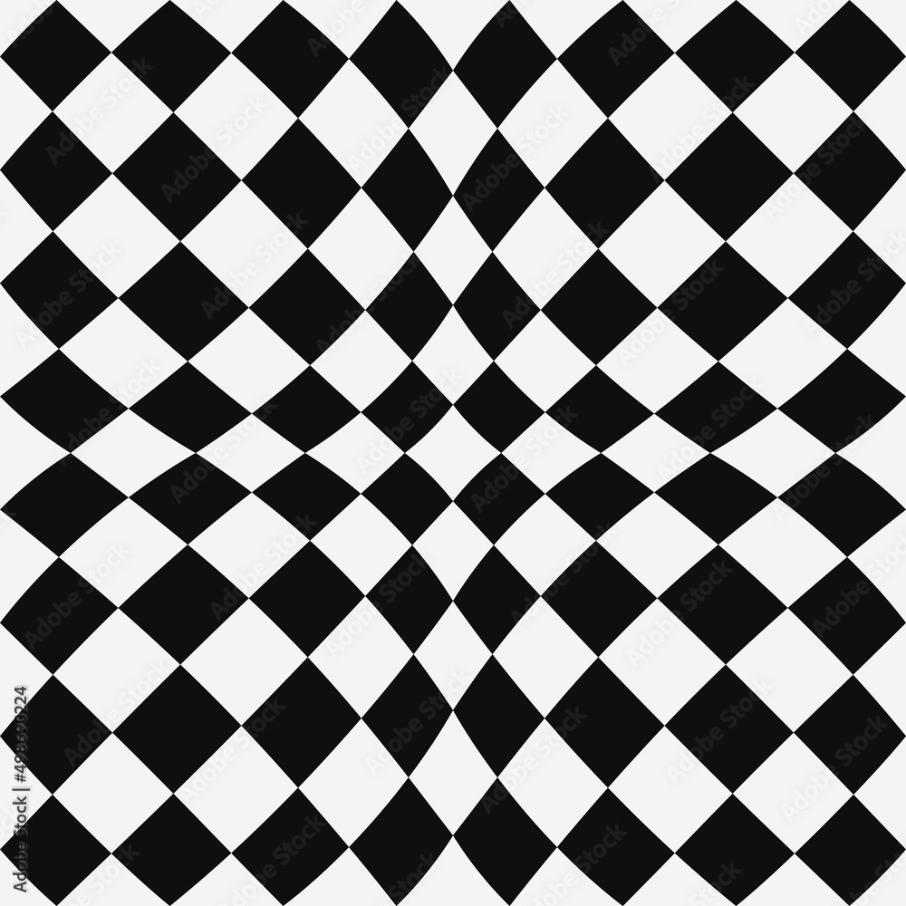 Poster Vector chess 3D pattern. Black diamonds pattern. Seamless vector black and white pattern.