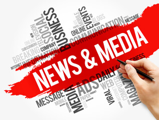 News and Media word cloud collage, social concept background