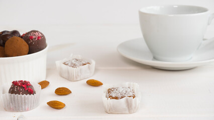 Useful natural handmade sweets on the table. Image with selective focus