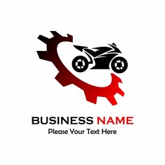 Motorcycle and gear logo symbol template illustration