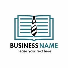 Book and tie symbol logo template illustration