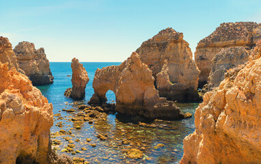 beautiful cliff landscape at famous coast Ponta da Piedade Lagos