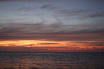 Beautiful tropical sunset over the sea. Summer sunset seascape. Fantastic natural sunset