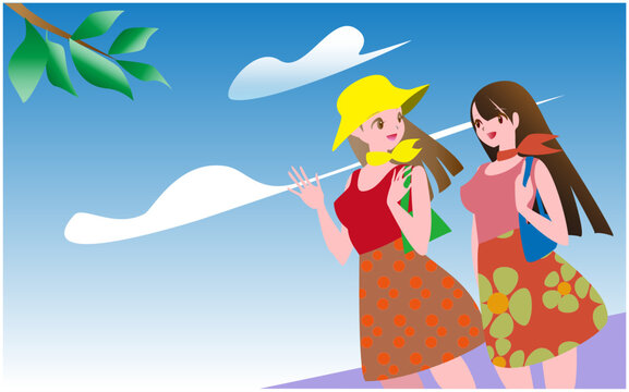Two women enjoying their trip