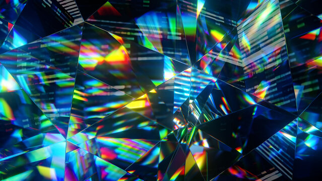 Diamond Facets Abstract Diffraction Background 3D Render