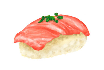 Hand drawing Japanese food Otoro tuna sushi nigiri