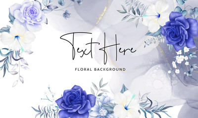 luxury navy blue and purple watercolor floral background design
