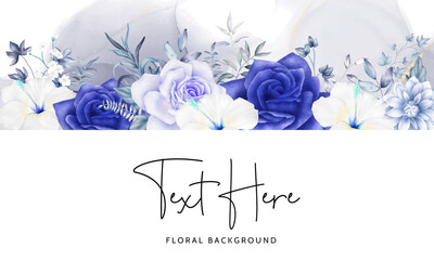 luxury navy blue and purple watercolor floral background design