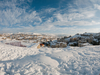 Panoramic view of Lebanese mountain Aley during wintertime 
